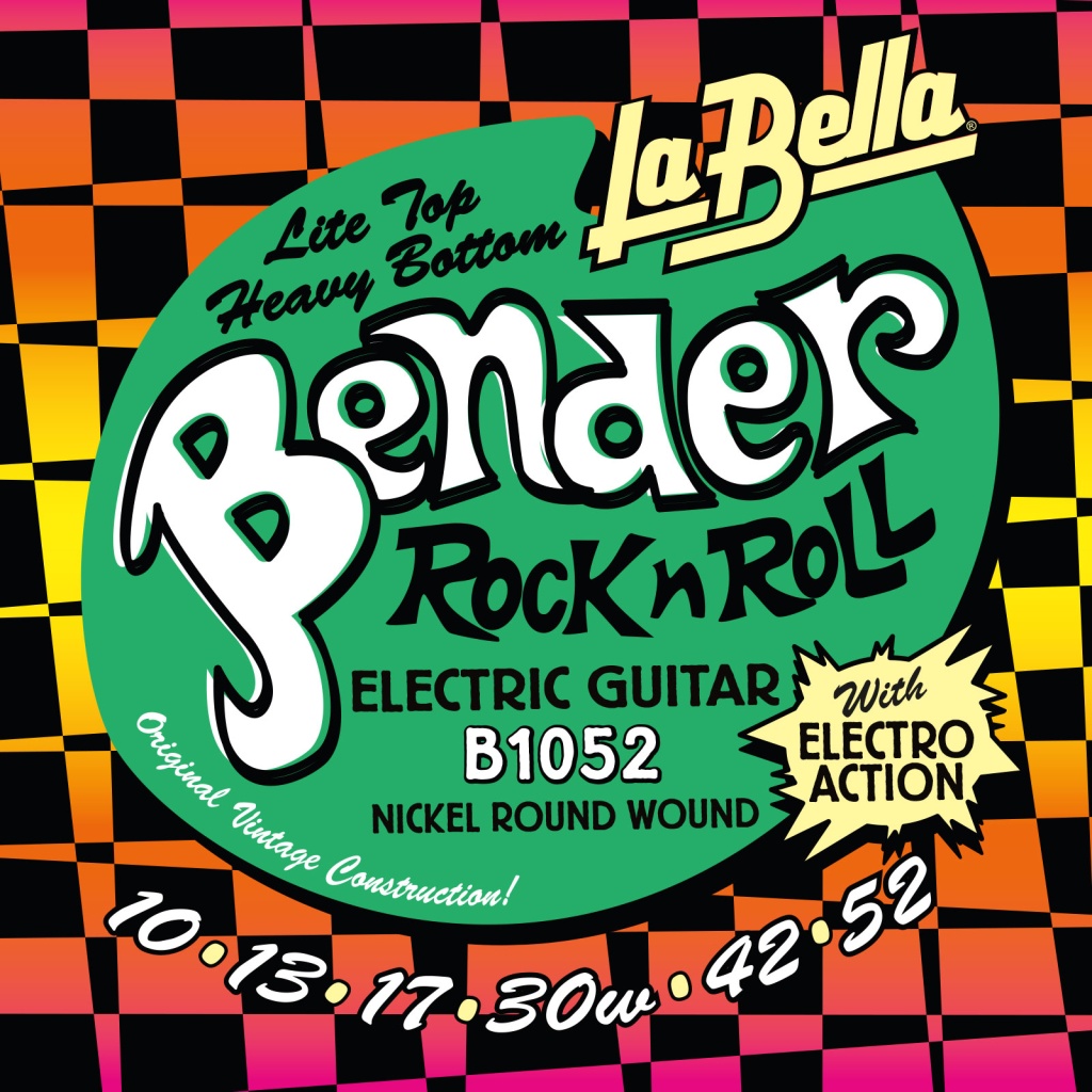 Комплект струн для электрогитары, никелированные, 10-52, La Bella B1052 The Bender L.Top/H.Bottom