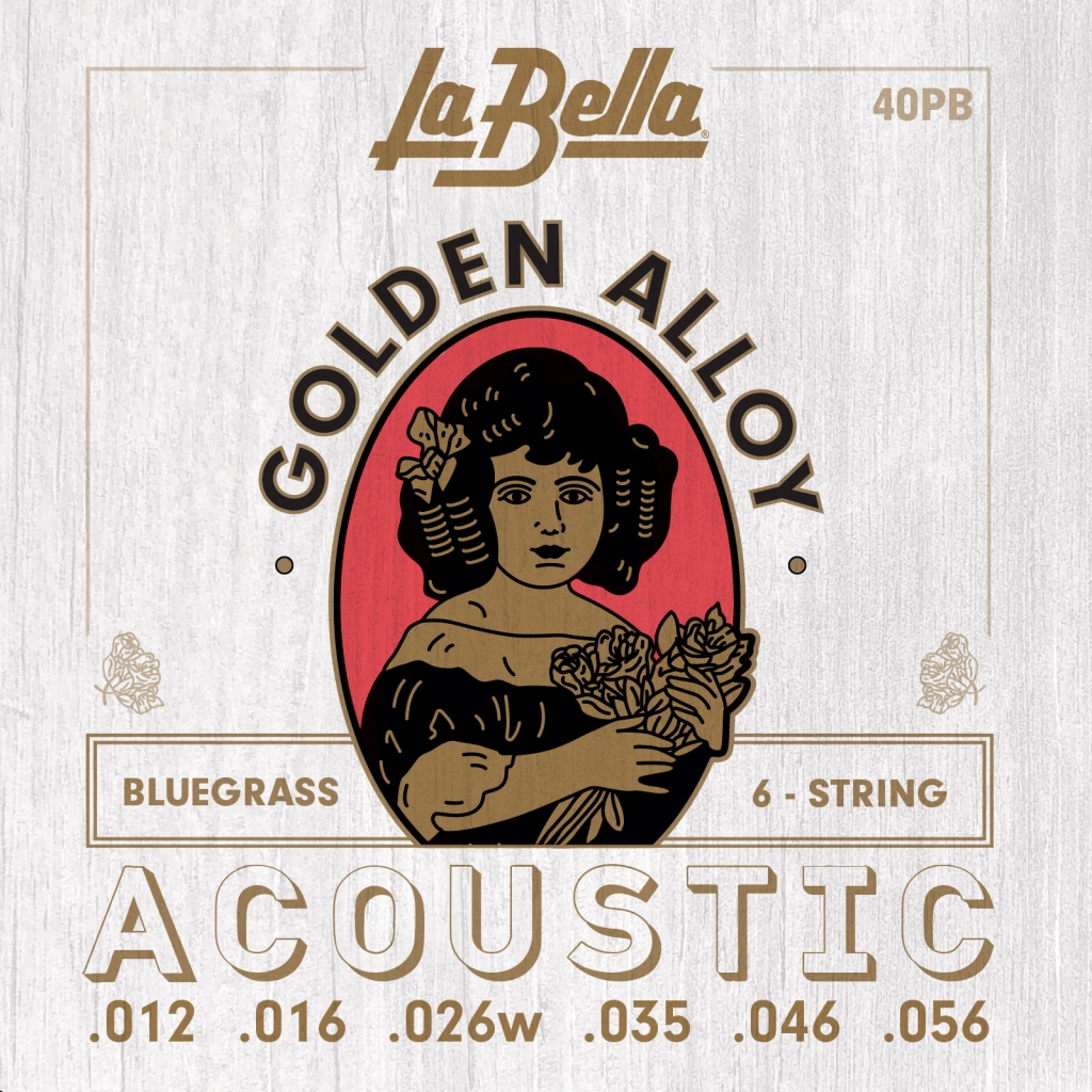 Комплект струн для акустической гитары, бронза 80/20, 12-56, La Bella 40PB Golden Alloy