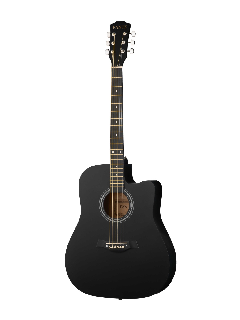 Акустическая гитара 41", с вырезом, черная, Fante FT-221-BK