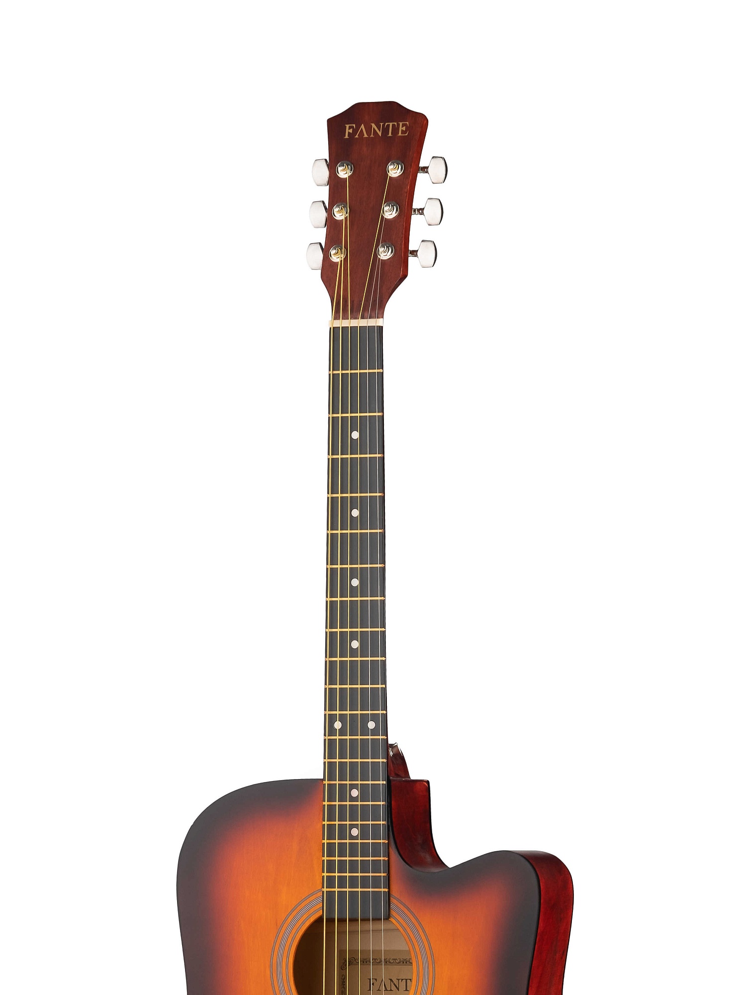 Акустическая гитара 41", с вырезом, санберст, Fante FT-221-3TS — изображение 3