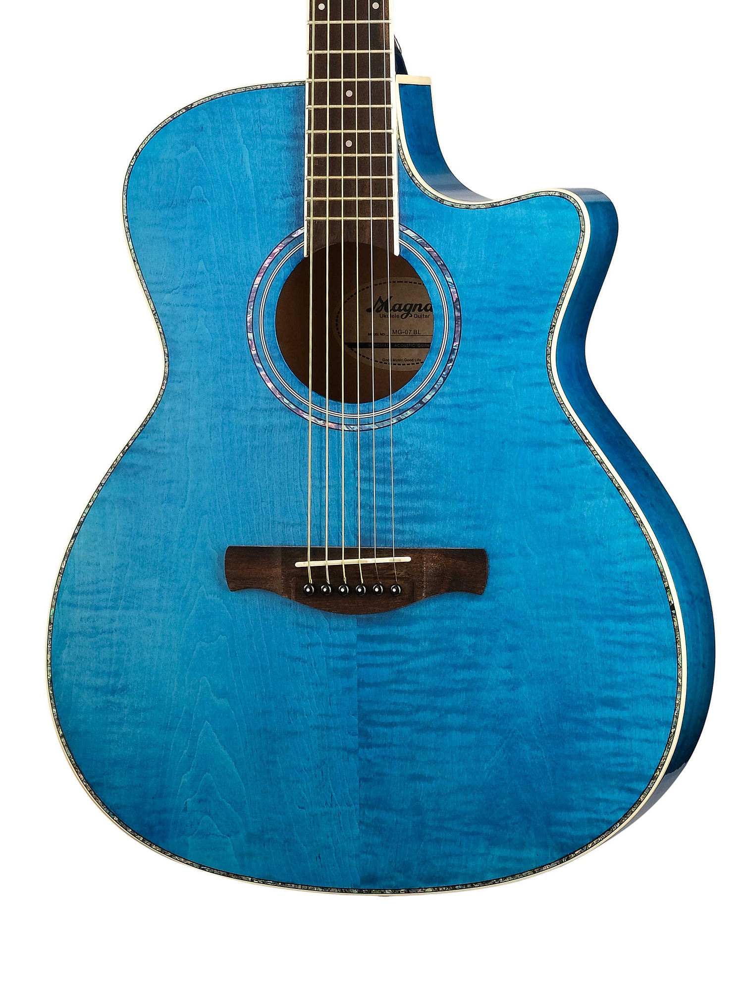 Акустическая гитара, с вырезом, синяя, Magna MG-07-BL — изображение 3