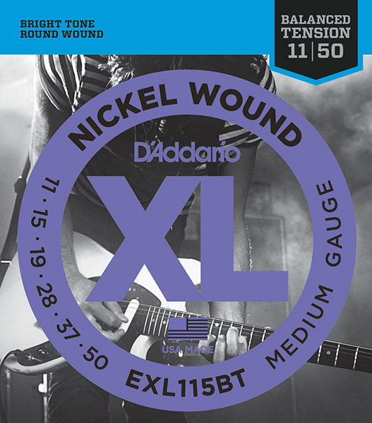 Комплект струн для электрогитары, Medium, 11-50, D'Addario EXL115BT Nickel Wound